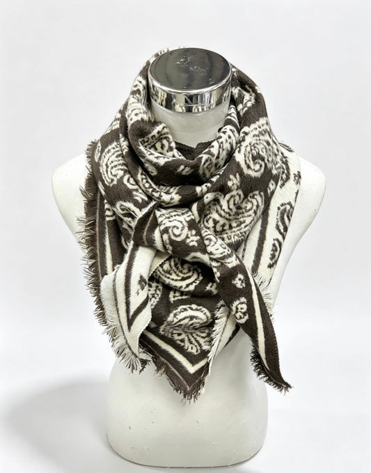 Plush Two Tone Paisley Scarves