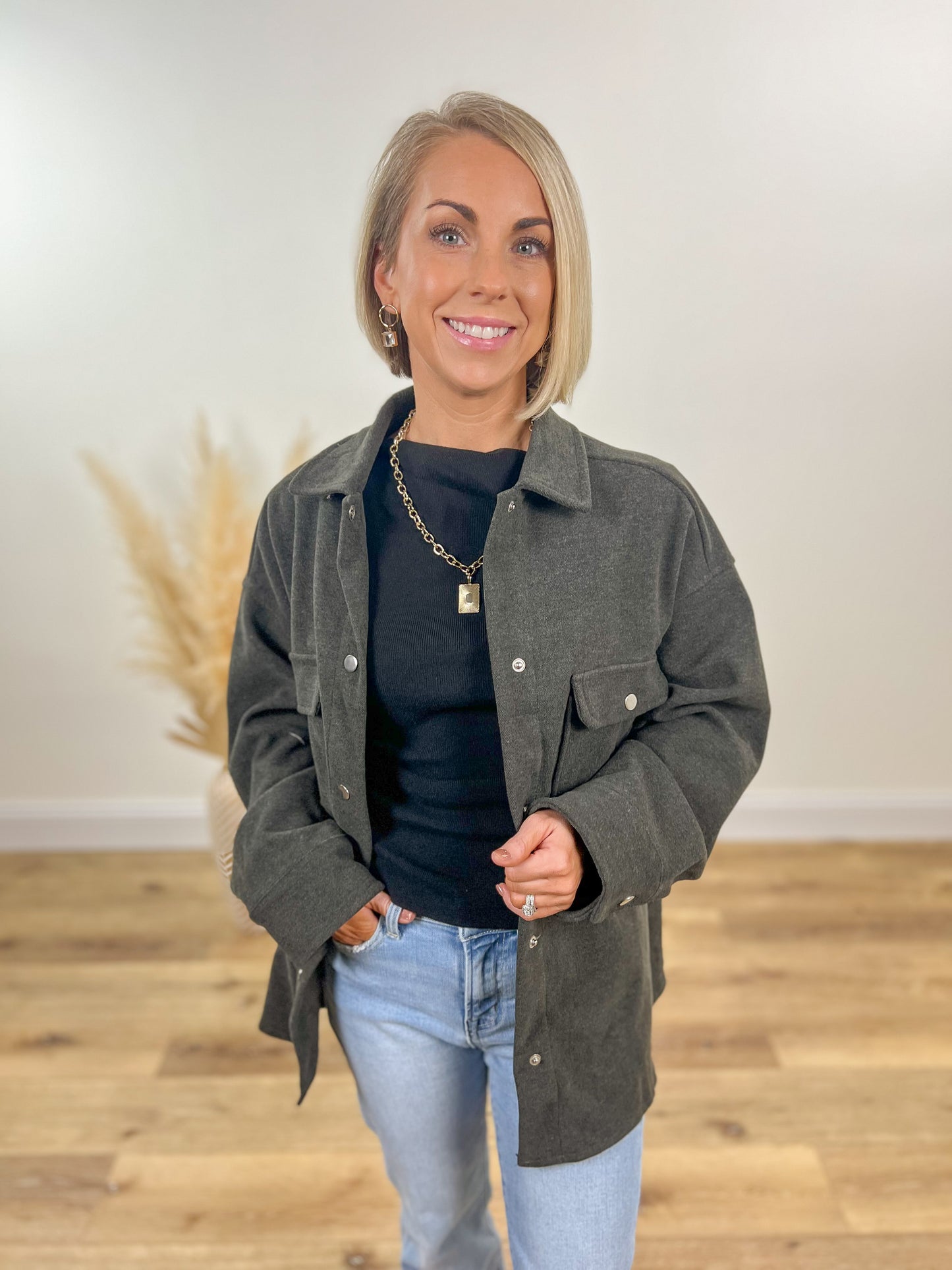 FINAL SALE - Charcoal Shacket