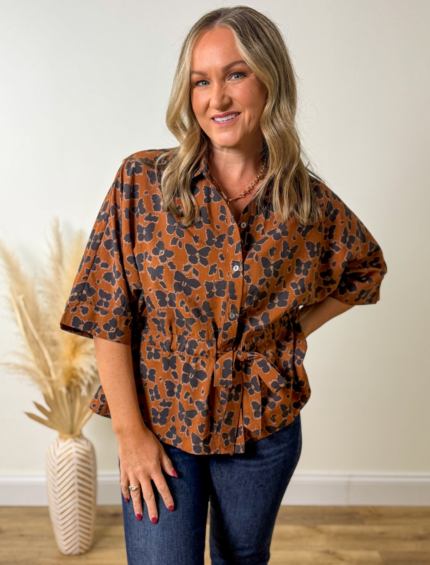 Caramel Bloom Blouse