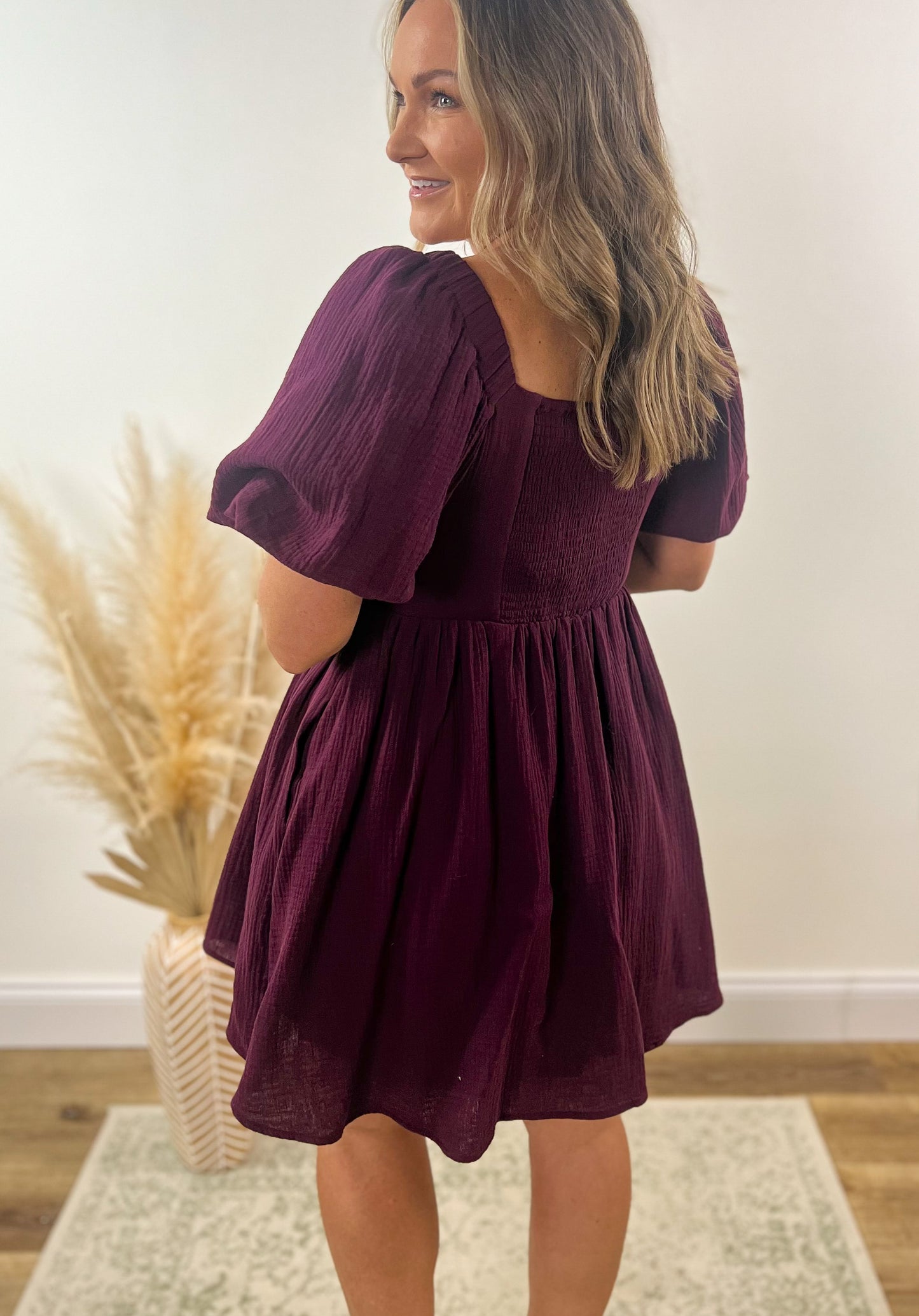 Plum Pretty Puff Sleeve Dress