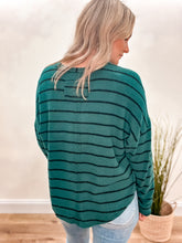 Load image into Gallery viewer, Striped Split Neck Brushed Top (S-3X)