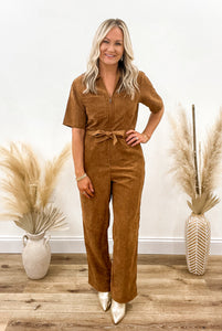 Camel Corduroy Jumpsuit