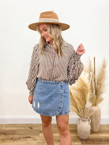 Denim Wrap Mini Skirt