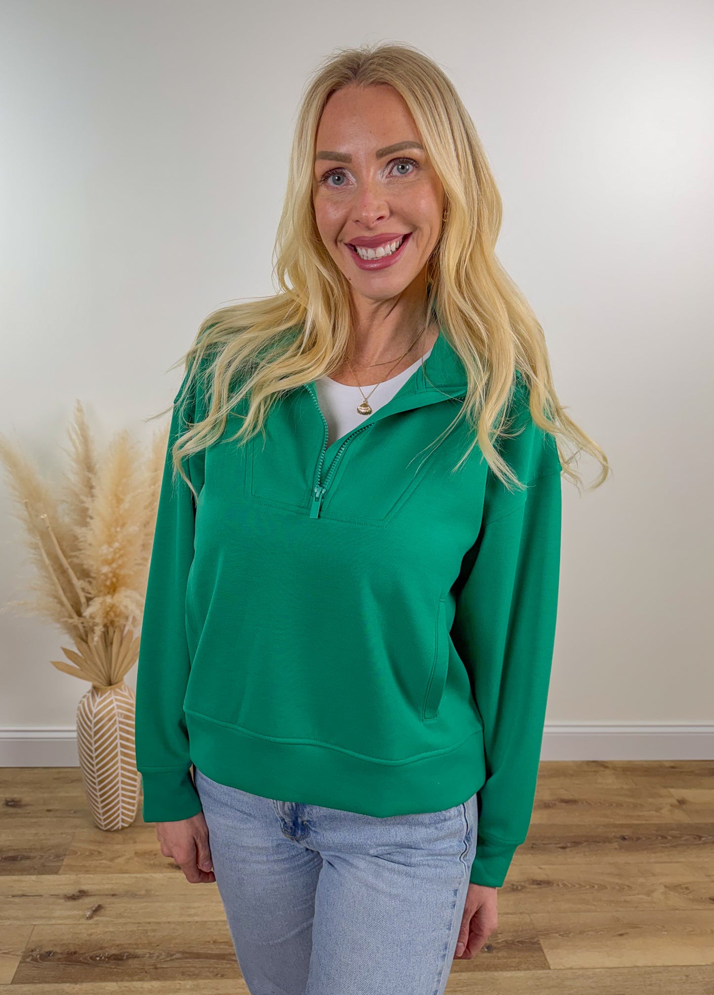 3/4 Zip Pullover- Green