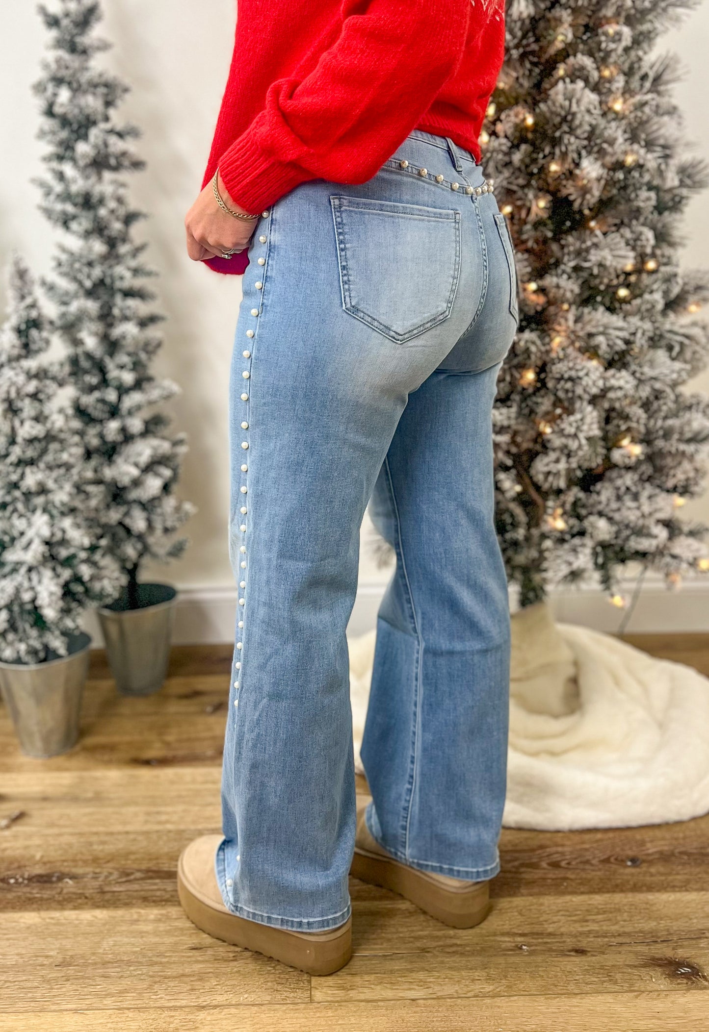 Mica Denim- Pretty in Pearls High Rise