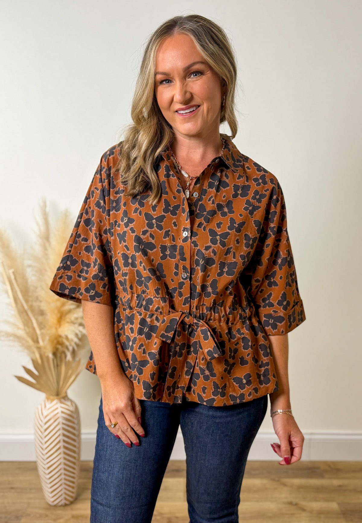 Caramel Bloom Blouse