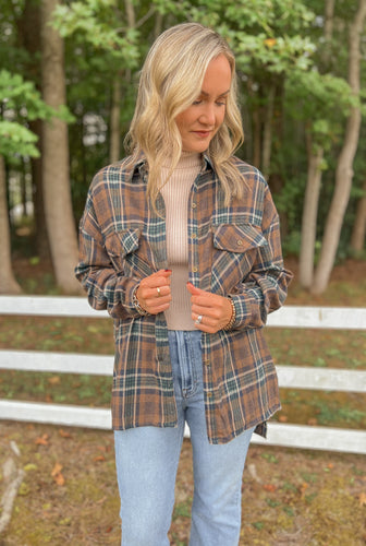 Mocha Plaid Shacket (S-L)