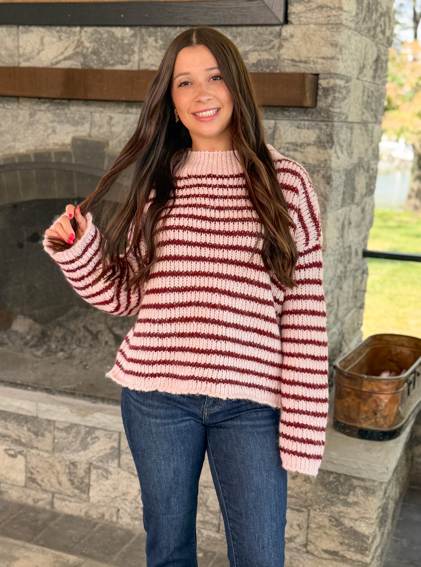 Cassidy Stripe Sweater- Pink