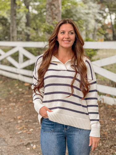 Striped Collared Sweater
