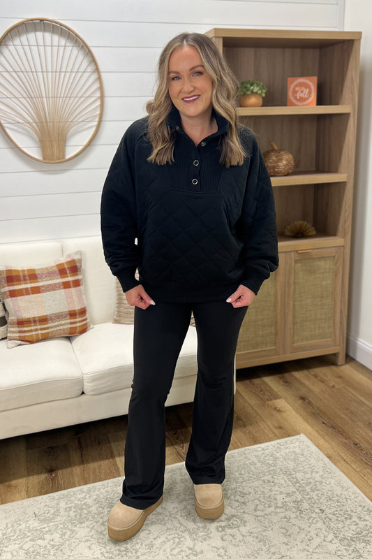 High Waist Flare Butter Leggings- Black