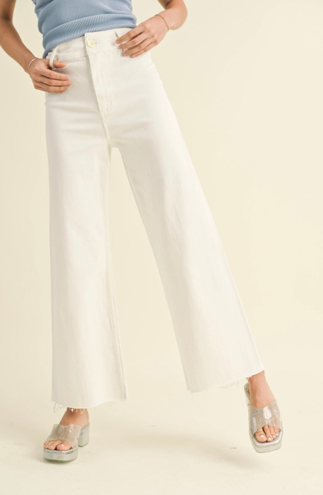Slim Wide Canvas Pant- Off White