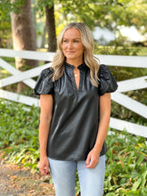 Load image into Gallery viewer, Leather Puff Sleeve Top (S-L)
