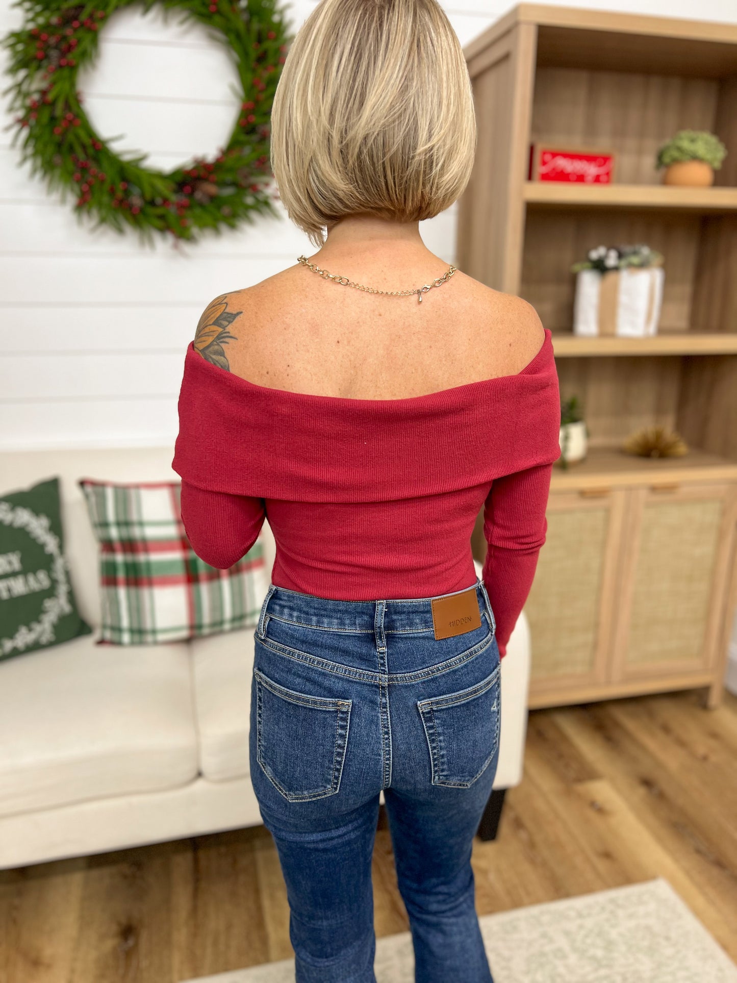 Brushed Bodysuit- Crimson