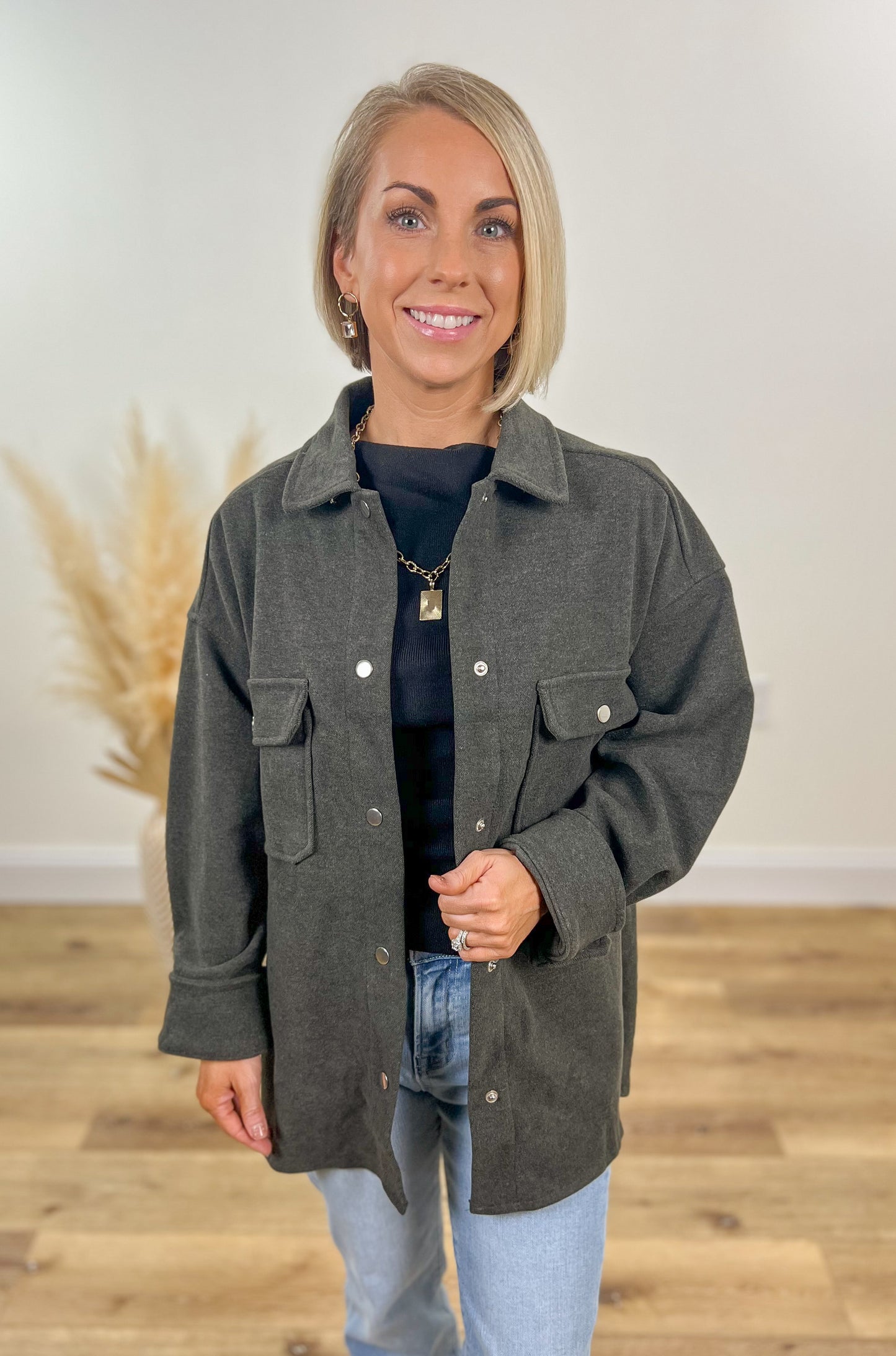 FINAL SALE - Charcoal Shacket