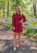 Load image into Gallery viewer, Cabernet Corduroy Mini Dress (S-L)