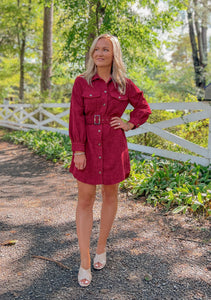 Cabernet Corduroy Mini Dress (S-L)
