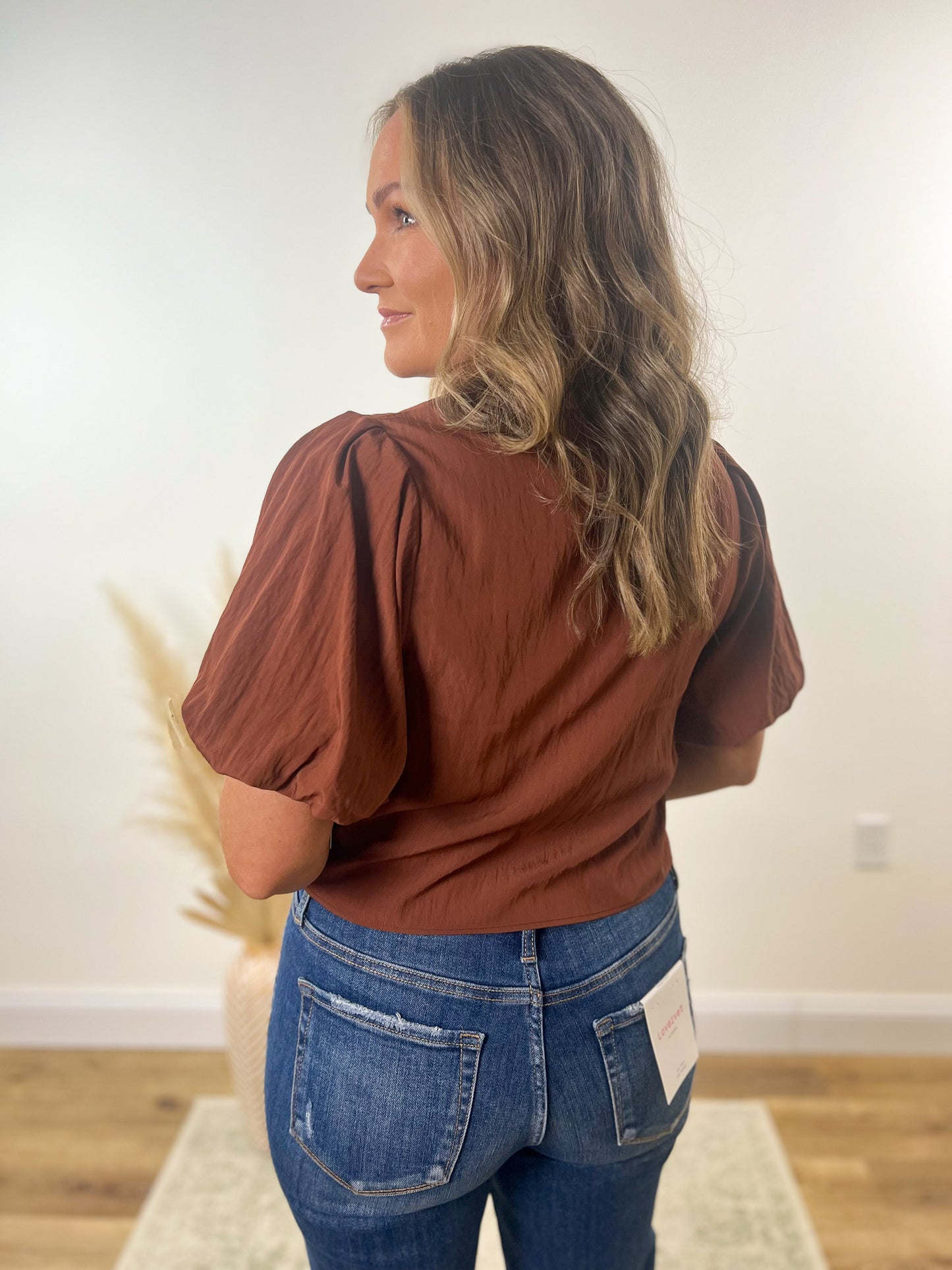 Andrea Puff Sleeve Blouse- Rust