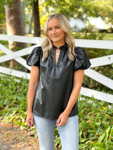 Leather Puff Sleeve Top (S-L)