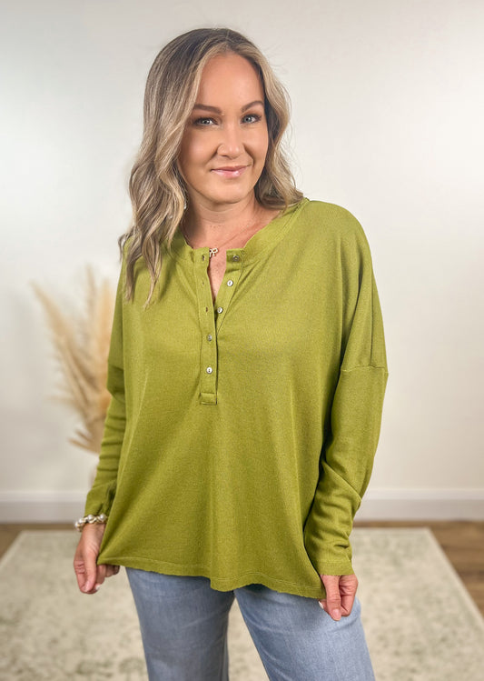Flow with it Henley- Olive Citron