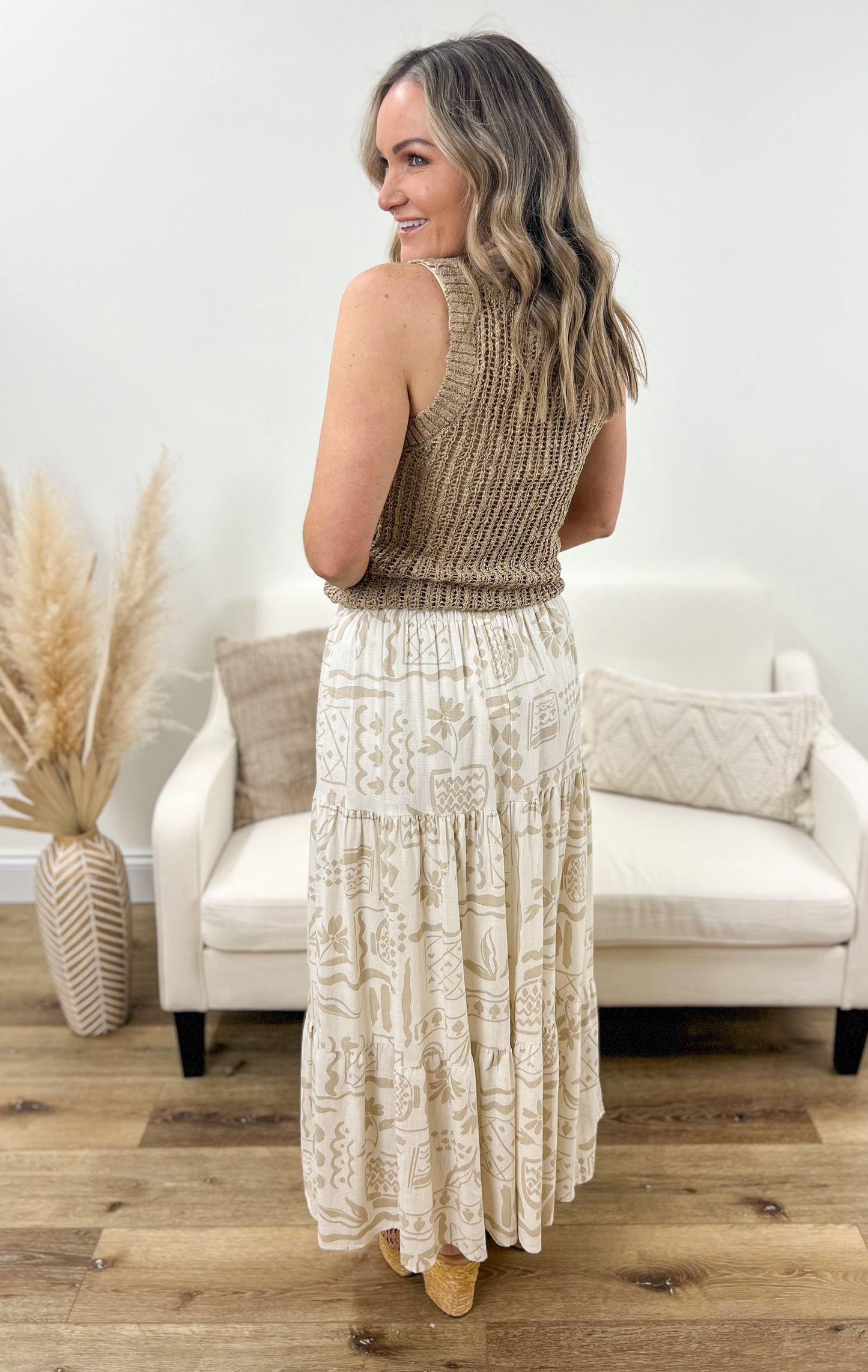 Floral Boho Midi Skirt