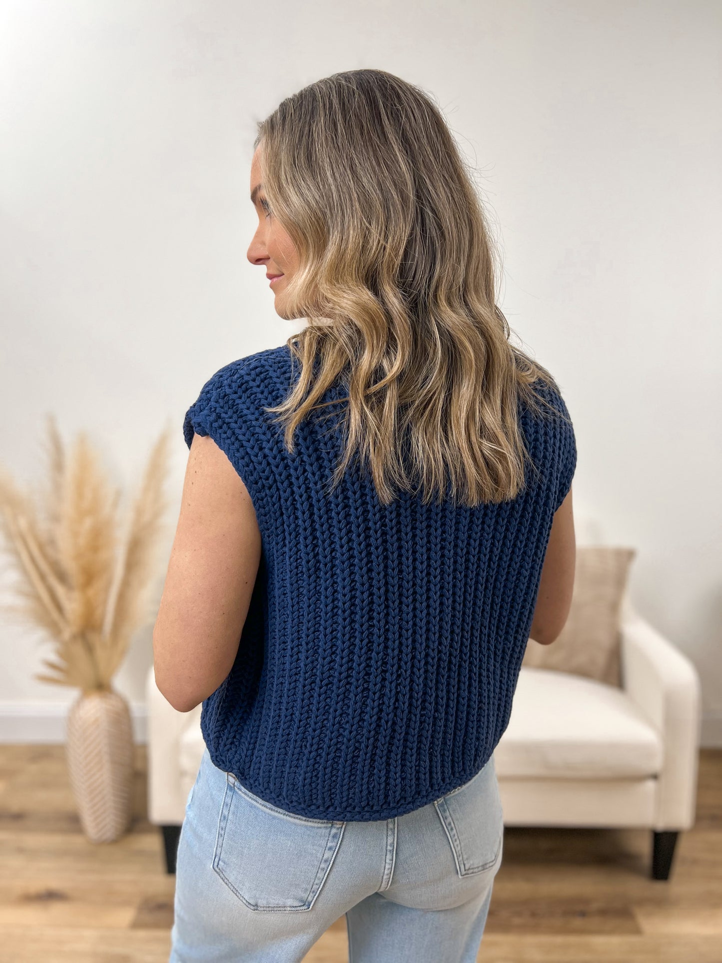 Ocean Blue Button Vest