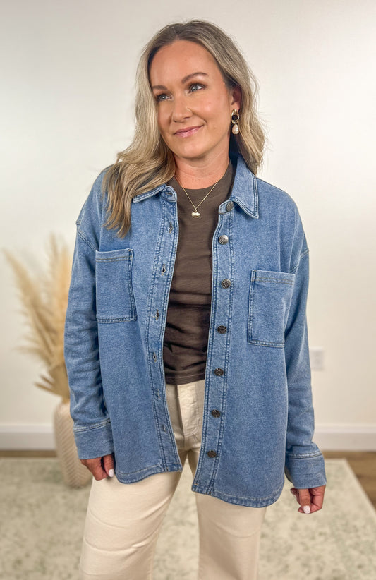 Soft Knit Denim Shacket