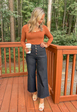 Load image into Gallery viewer, Wide Leg Button Front Black Denim (S-L)