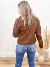 Load image into Gallery viewer, Brown Faux Leather Jacket