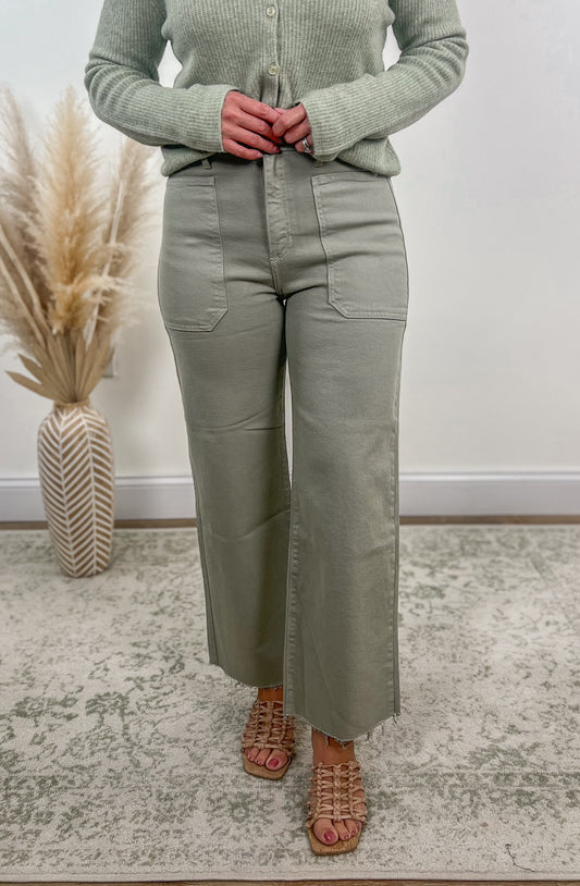 Just Black Denim- Rosemary Patch Pocket Wide Crop