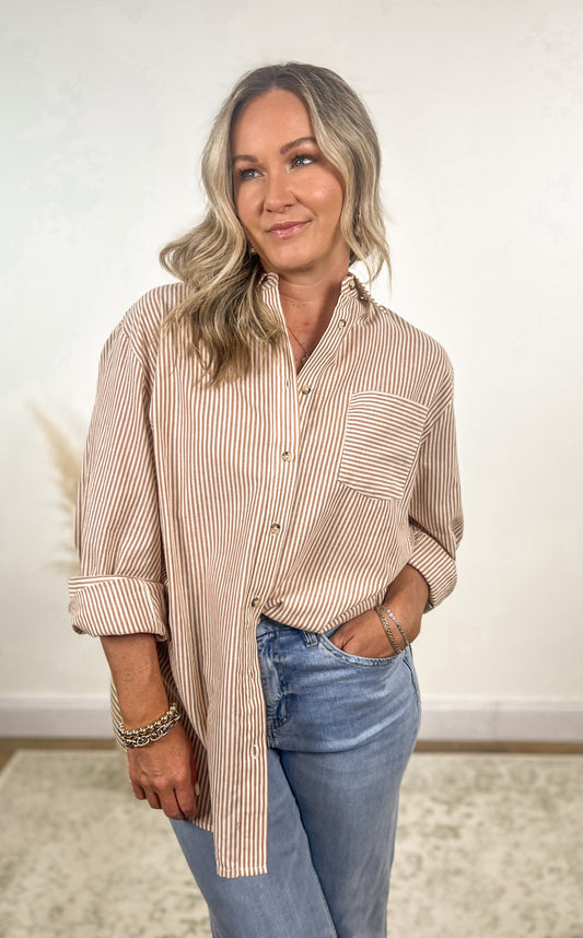 Caramel Pinstripe Shirt