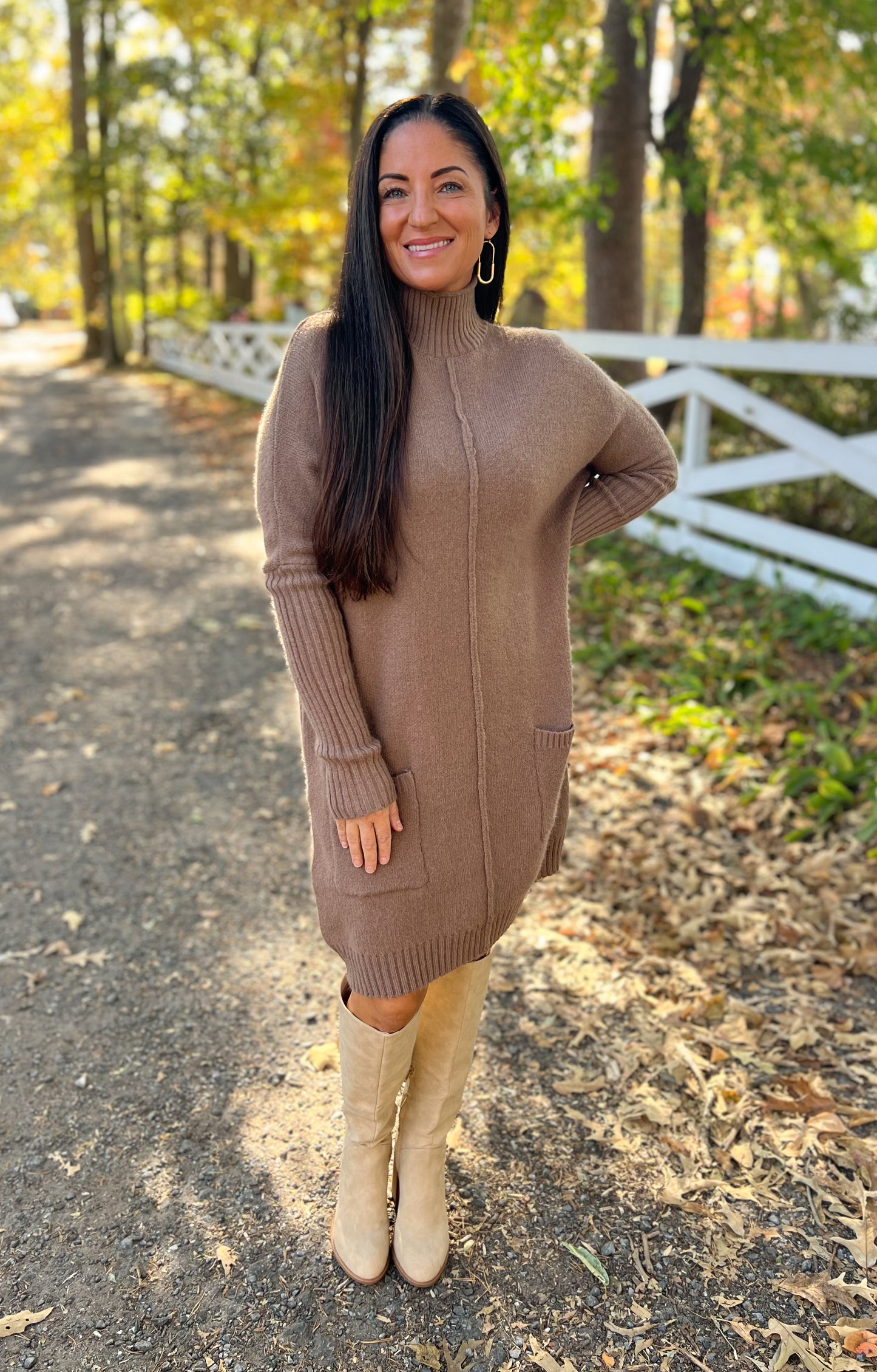FINAL SALE - Mocha Mock Neck Sweater Dress