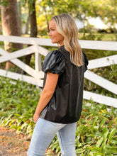 Load image into Gallery viewer, Leather Puff Sleeve Top (S-L)