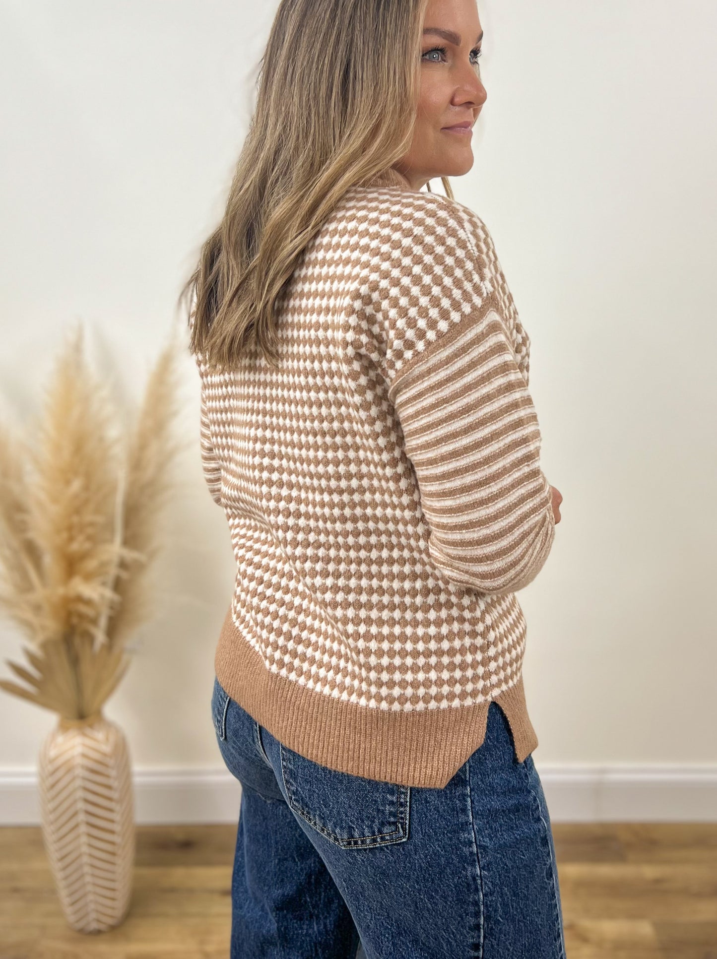Tan Check Sweater