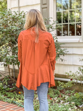 Load image into Gallery viewer, Rust Drop Waist Peplum Shirt (S-L)