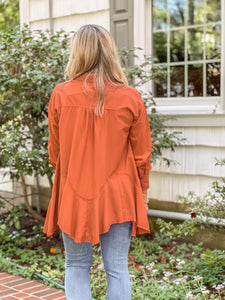 Rust Drop Waist Peplum Shirt (S-L)
