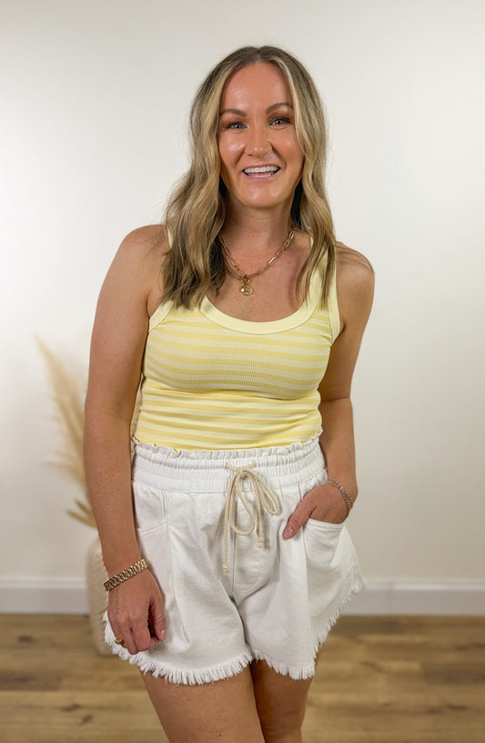 Reversible Stripe Tank- Banana