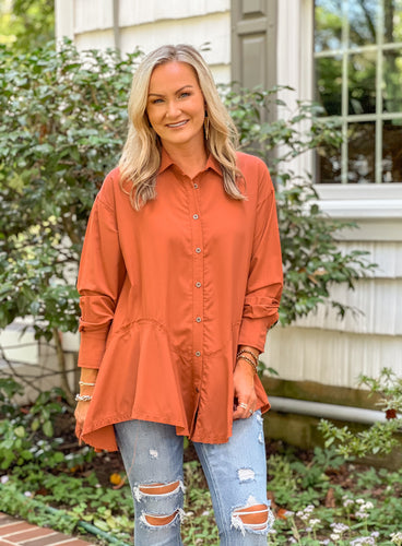 Rust Drop Waist Peplum Shirt (S-L)