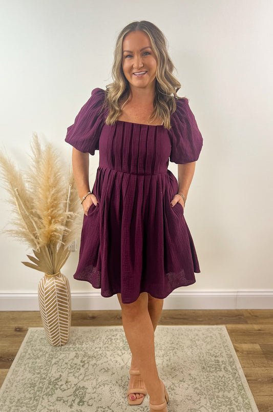 Plum Pretty Puff Sleeve Dress