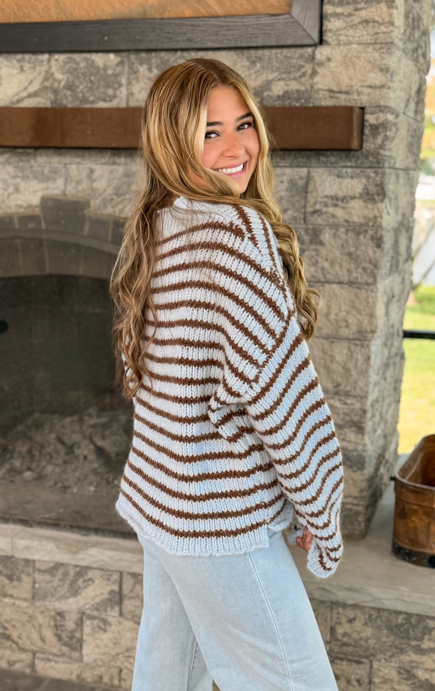 Cassidy Stripe Sweater- Blue