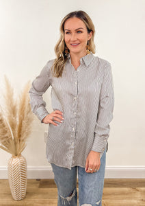 Pinstripe Button Front Top