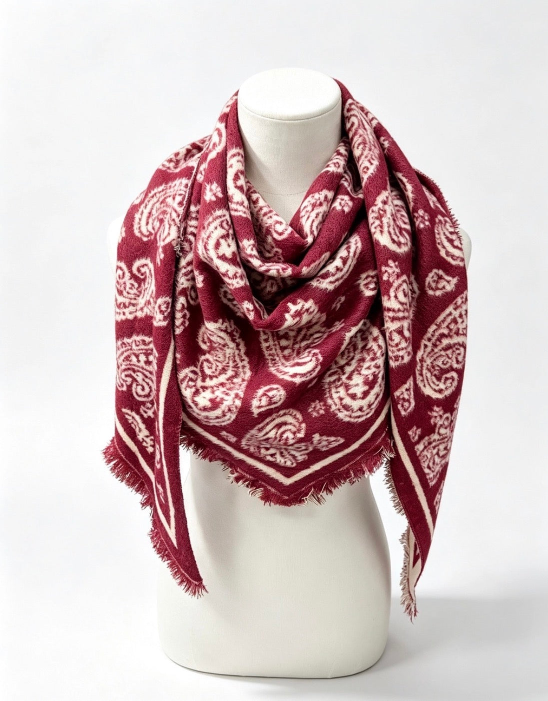 Plush Two Tone Paisley Scarves