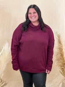 Ribbed Tunic Turtleneck Top (S-3X)