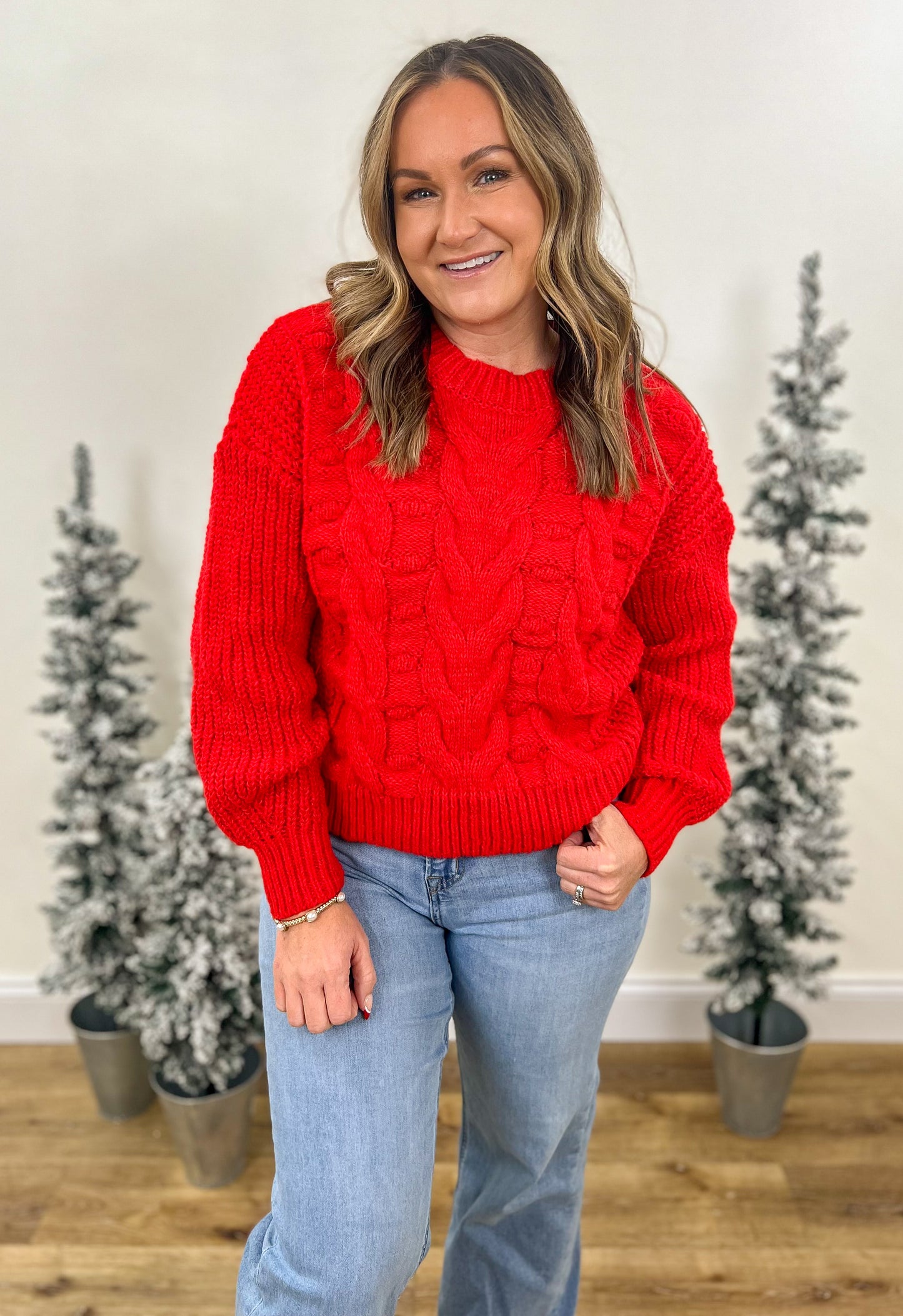 Classic Red Cable Sweater