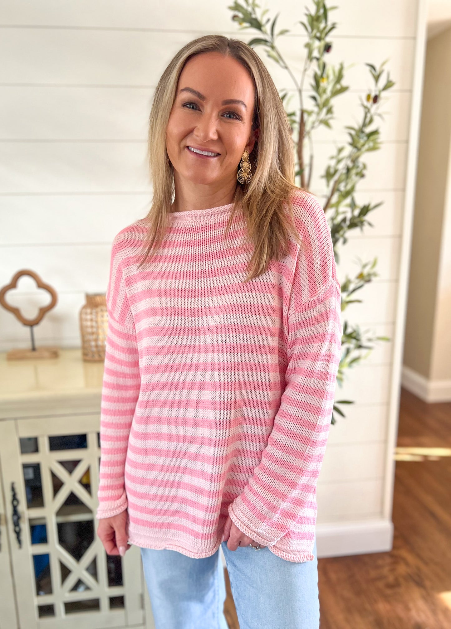Pretty in Pink Striped Sweater