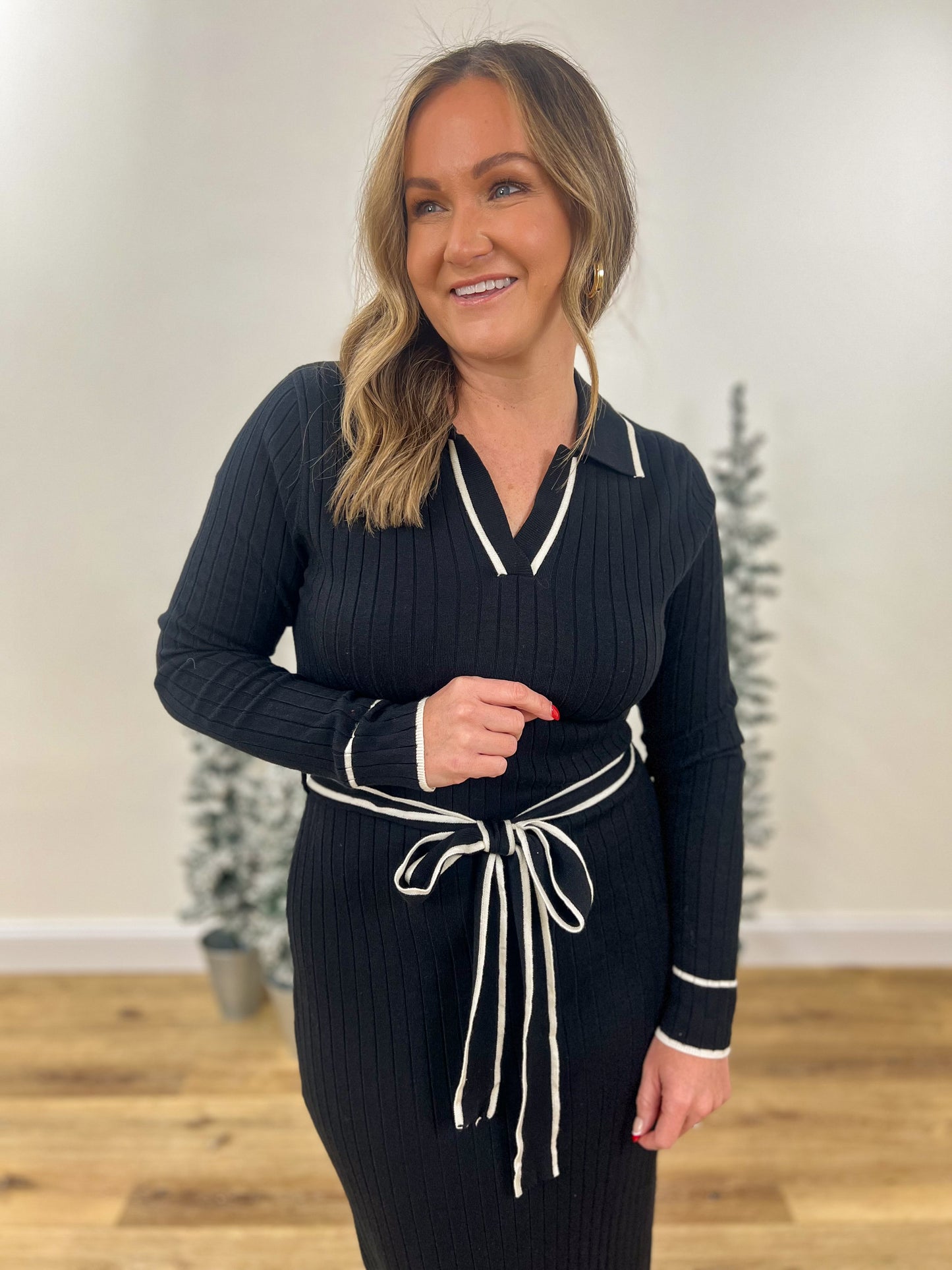 Bodycon Belted Sweater Dress