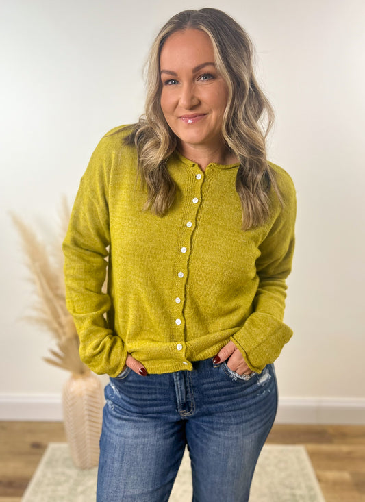 Favorite Cardigan- Chartreuse