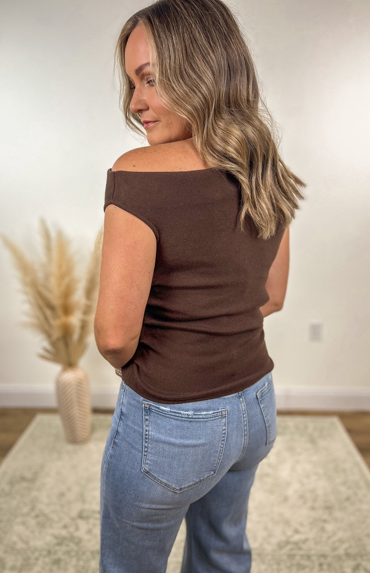 Deidre Sweater Tank- Brown