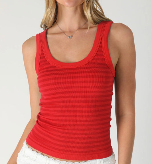 Reversible Stripe Tank- Red