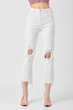 Load image into Gallery viewer, Risen High Rise Straight Crop White Denim