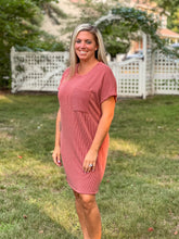 Load image into Gallery viewer, Short Sleeve Rib Knit Pocket Dress
